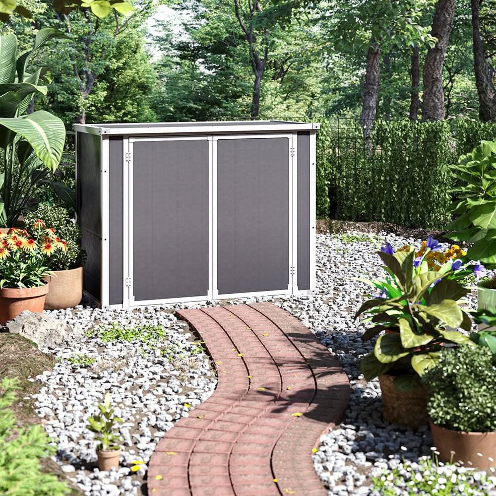 4x2ft Plastic Waterproof Grey Garden Tool Bicycle Storage Shed