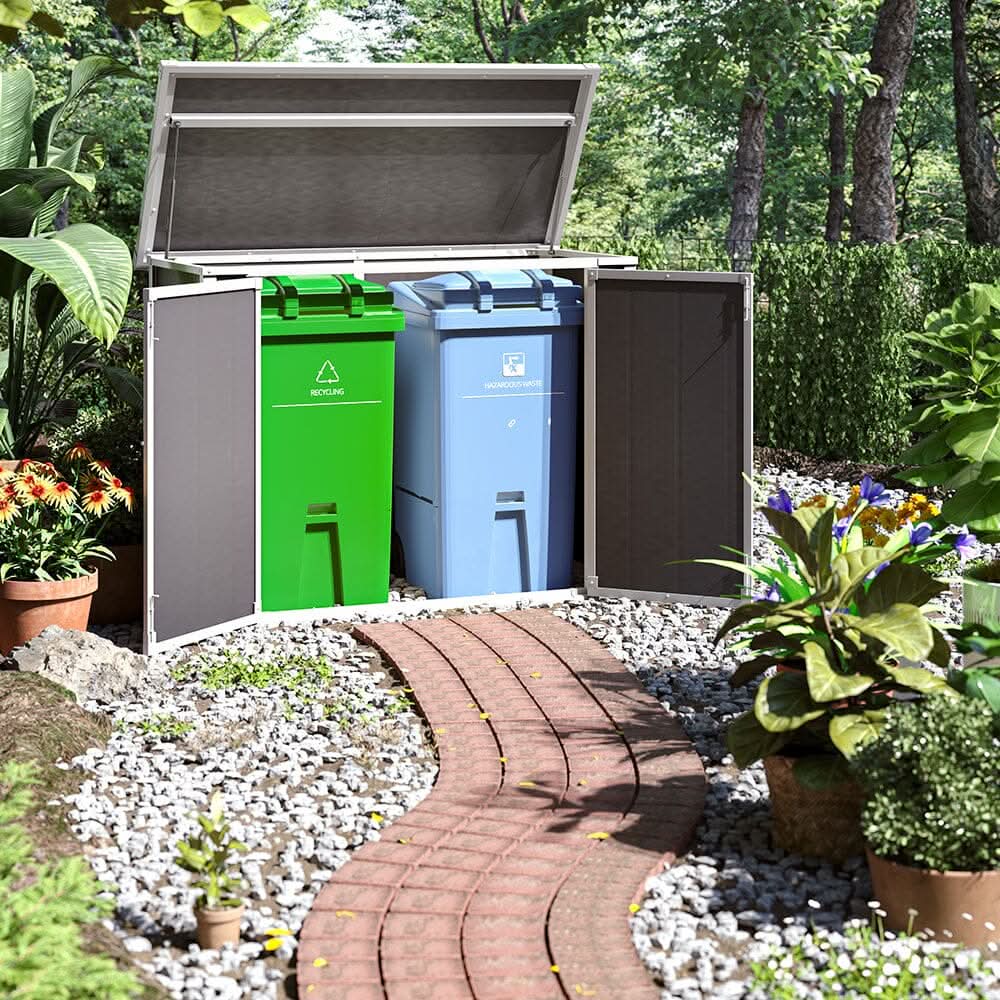 4x2ft Plastic Waterproof Grey Garden Tool Bicycle Storage Shed