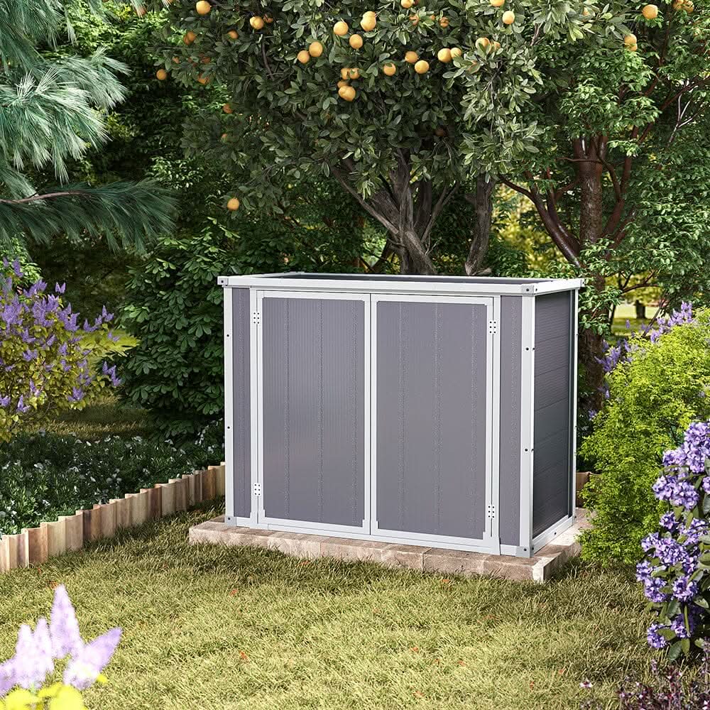 4x2ft Plastic Waterproof Grey Garden Tool Bicycle Storage Shed