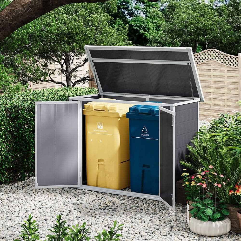 4x2ft Plastic Waterproof Grey Garden Tool Bicycle Storage Shed