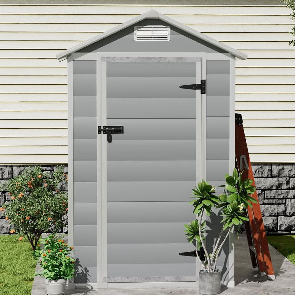 4×2ft/ 4×3ft Plastic Outdoor Garden Storage Shed with Style A/B in Grey