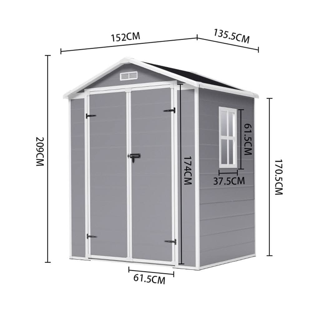 4×2ft/ 4×3ft Plastic Outdoor Garden Storage Shed with Style A/B in Grey