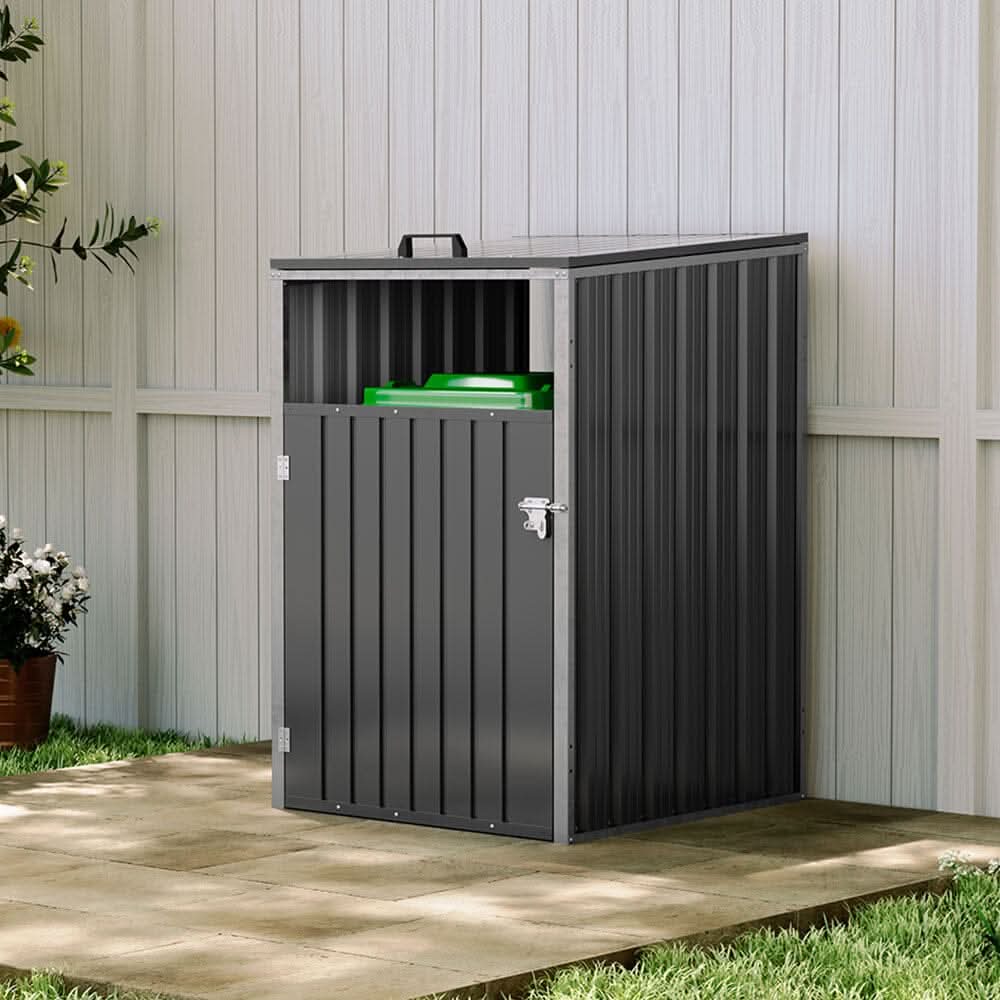 Metal Outdoor Bin Shed for 1/2/3/4 Trash Bins