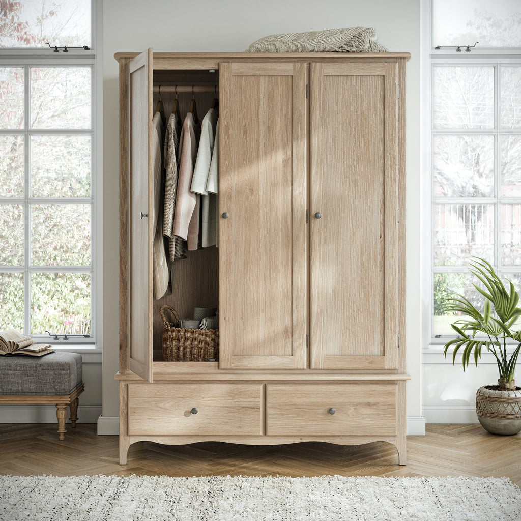 Celine Washed Oak Triple Wardrobe