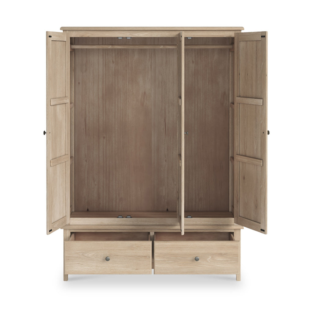 Celine Washed Oak Triple Wardrobe