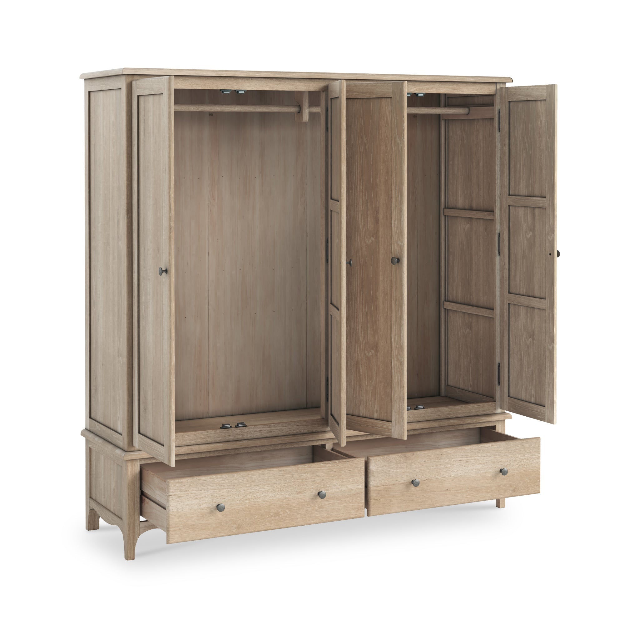 Celine Washed Oak 4 Door Wardrobe