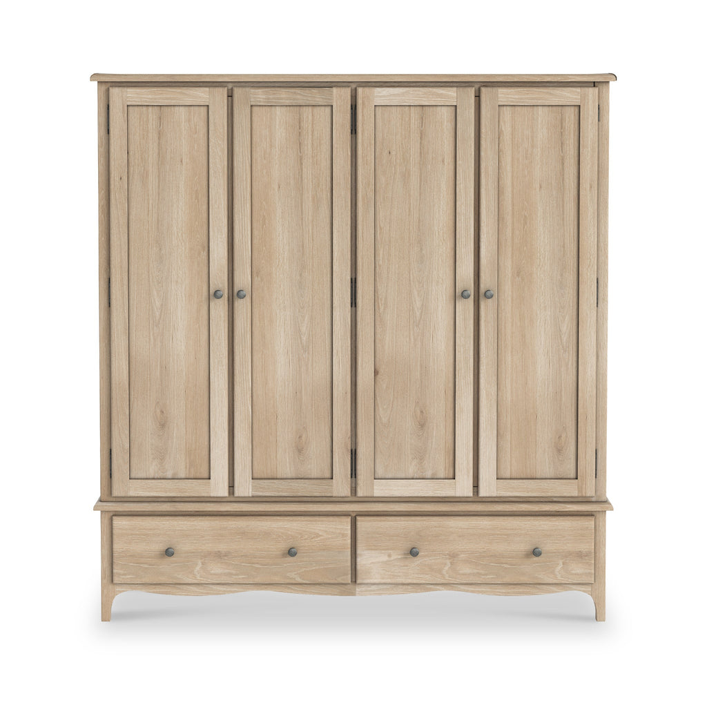 Celine Washed Oak 4 Door Wardrobe