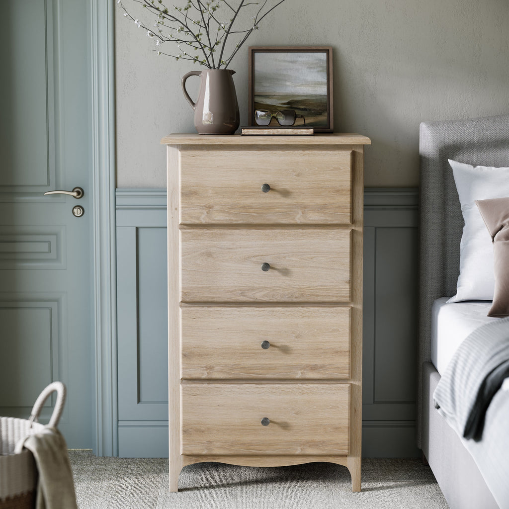 Celine Washed Oak XL 4 Drawer Tallboy Chest