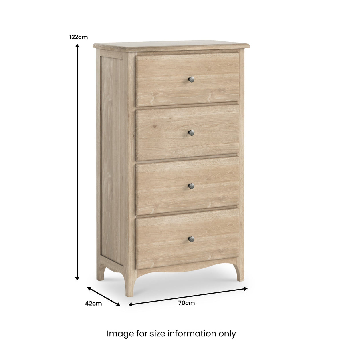 Celine Washed Oak XL 4 Drawer Tallboy Chest