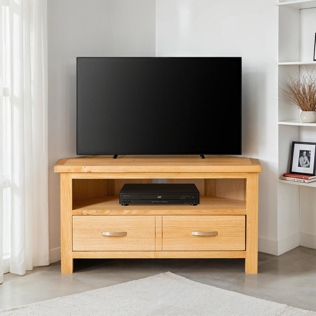 London Oak Corner TV Stand