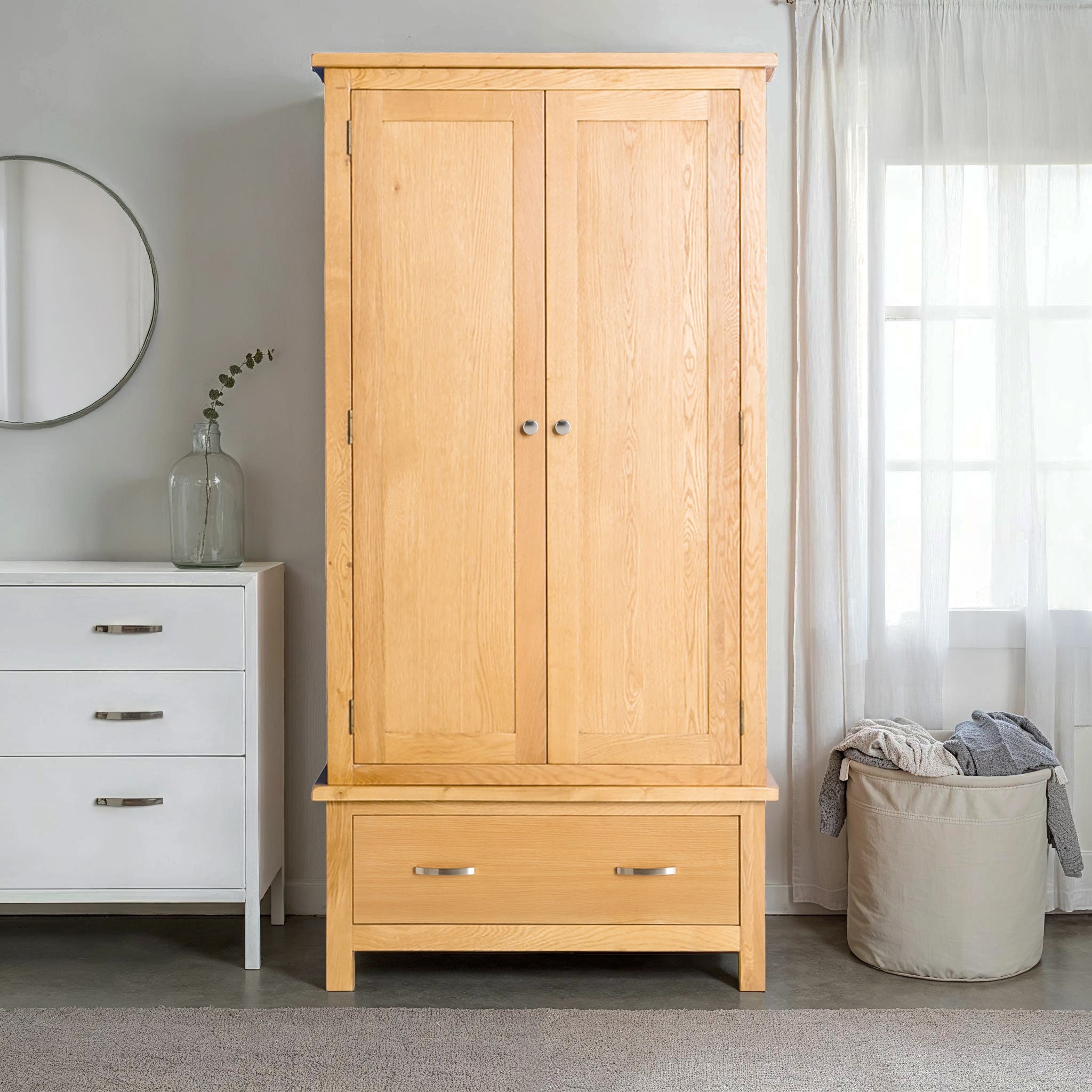 London Oak Double Wardrobe & Drawer