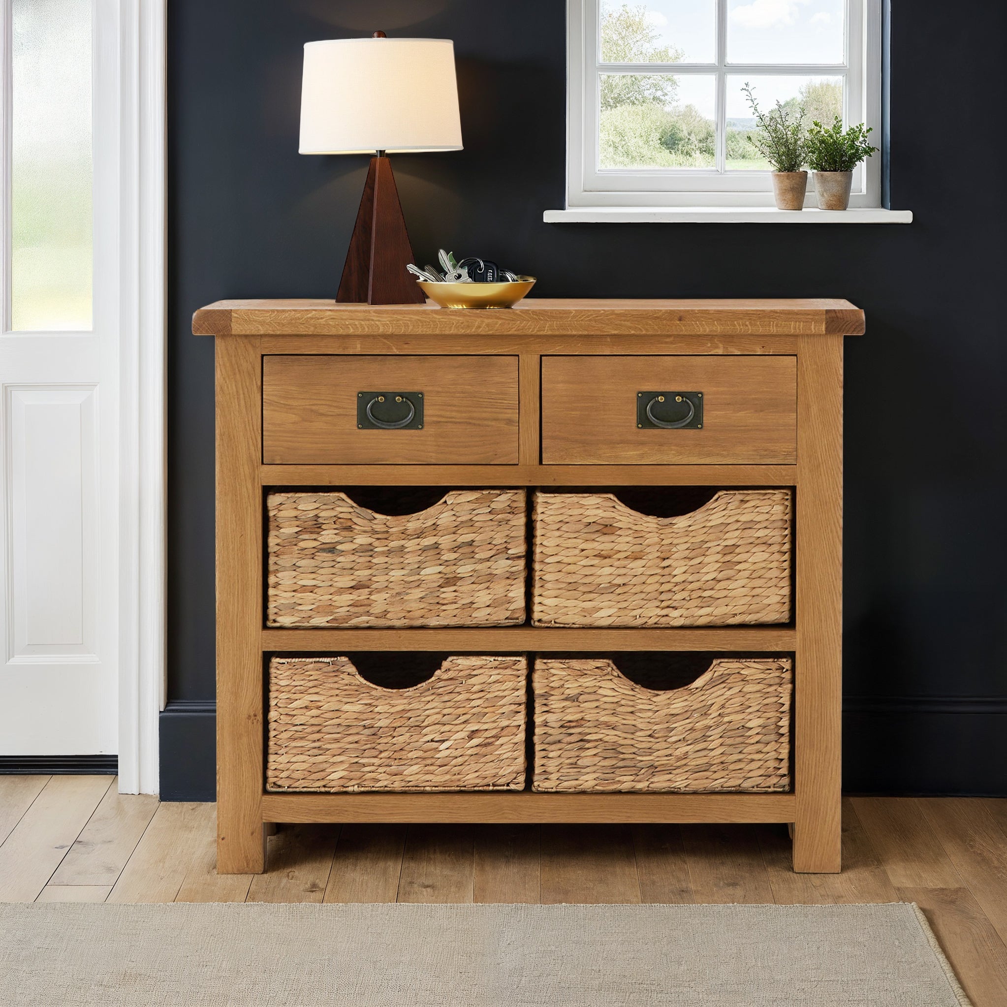 Zelah Oak Small Sideboard with Baskets
