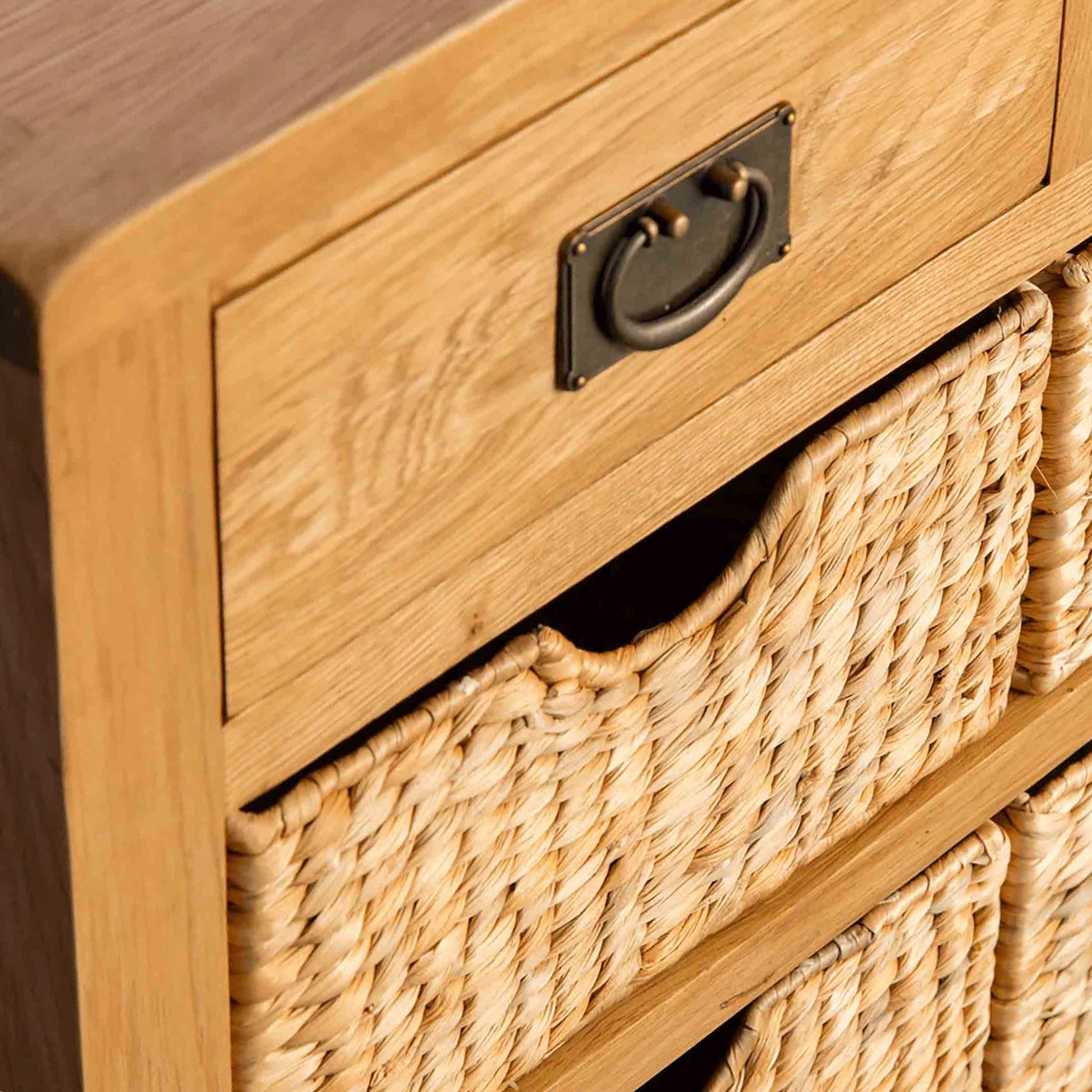 Surrey Oak Console Table with Baskets