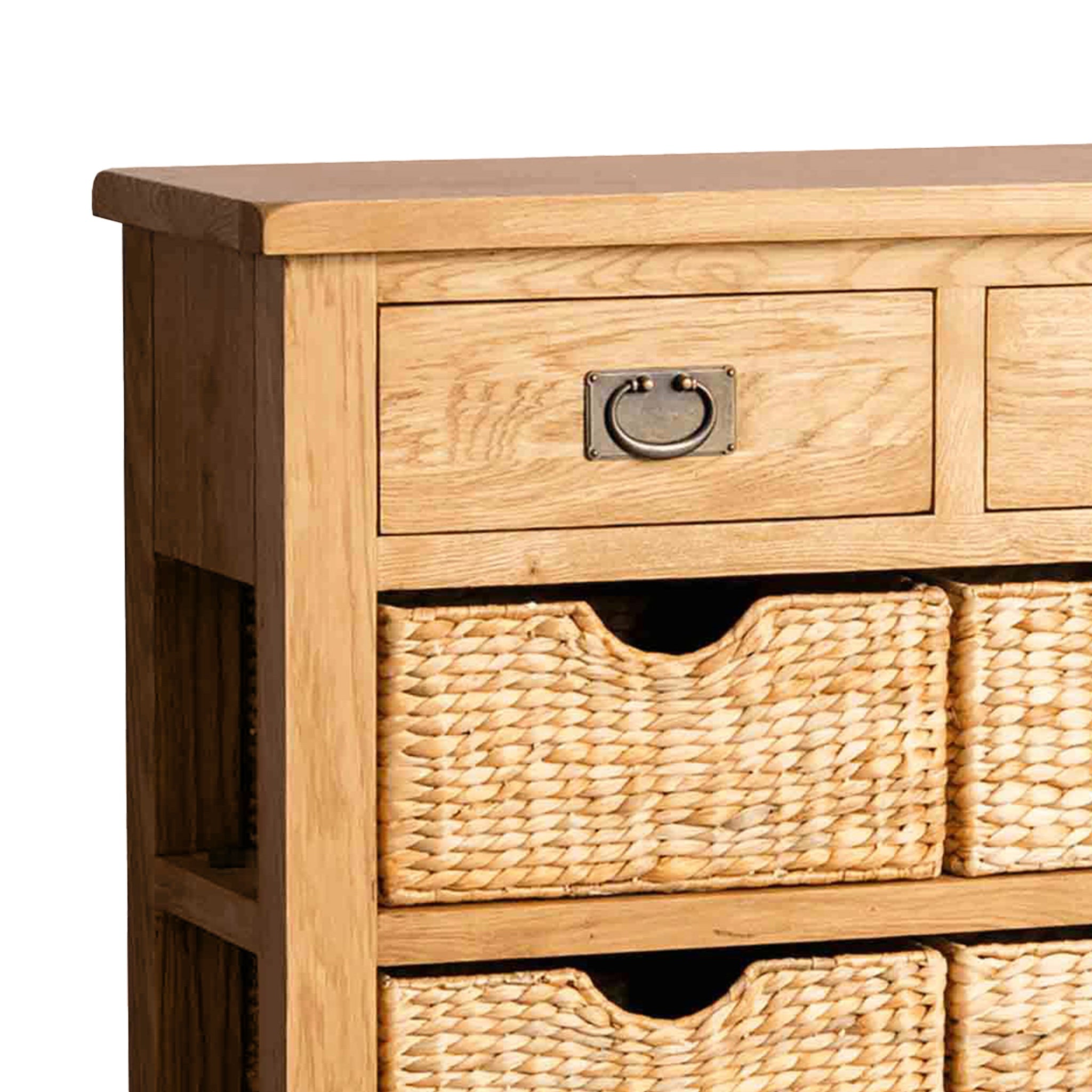 Surrey Oak Console Table with Baskets