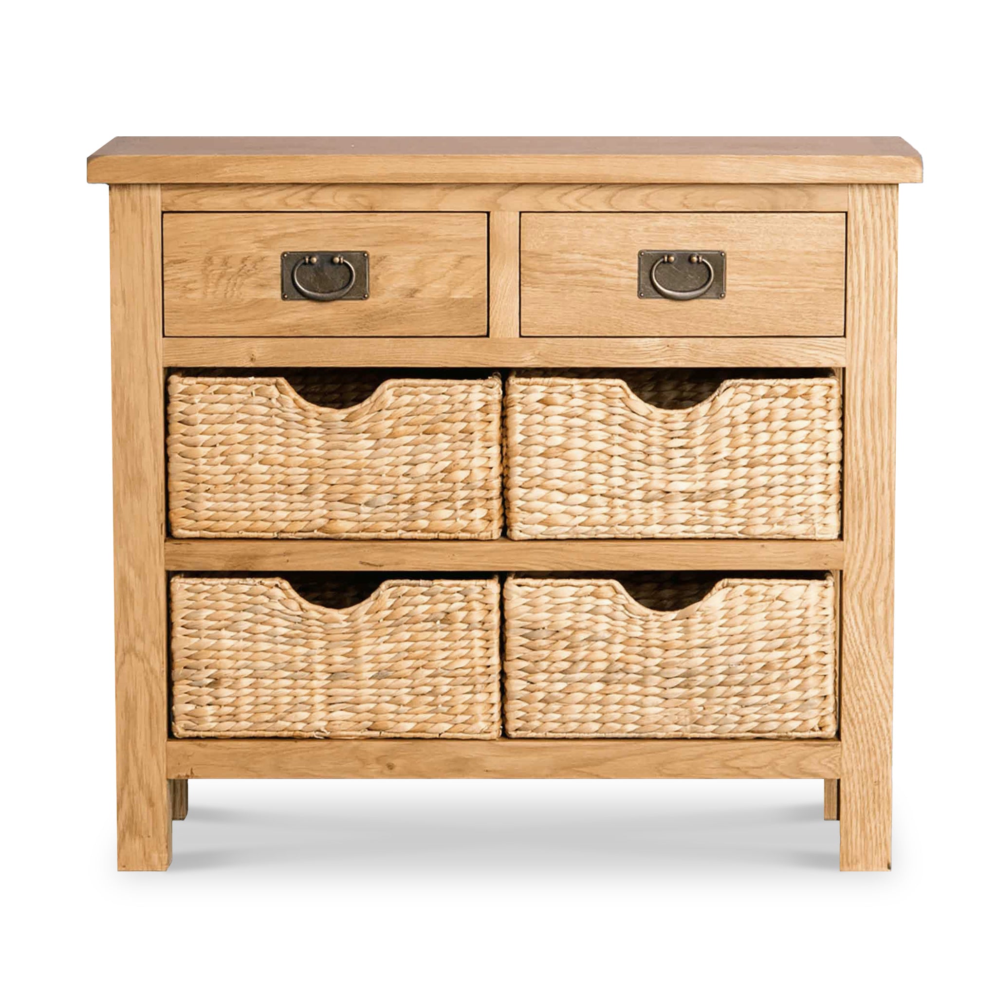 Surrey Oak Console Table with Baskets