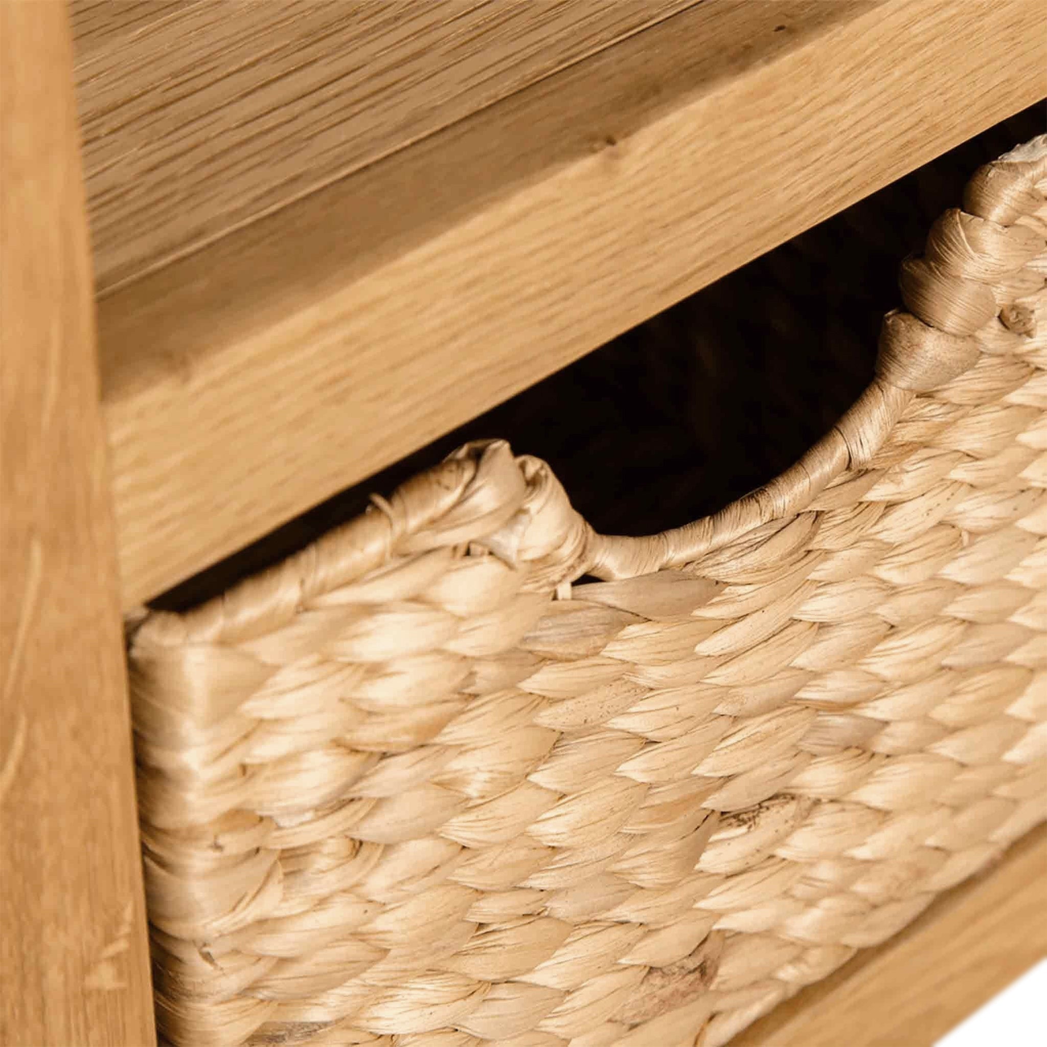 Surrey Oak Corner TV Stand with Baskets