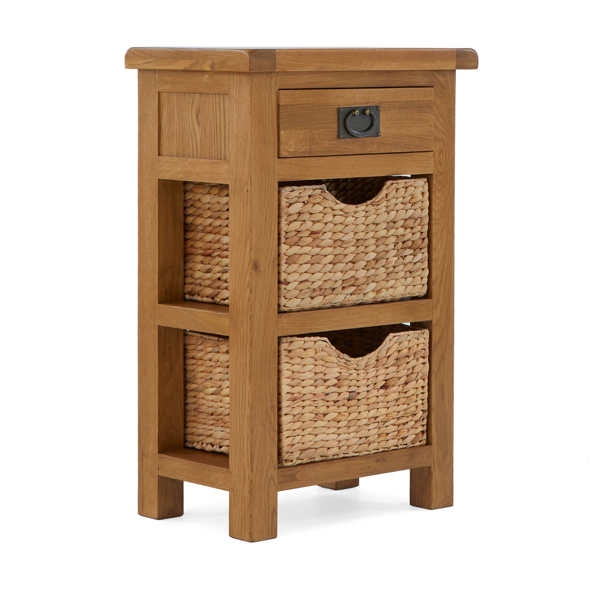 Zelah Oak Telephone Table with Baskets