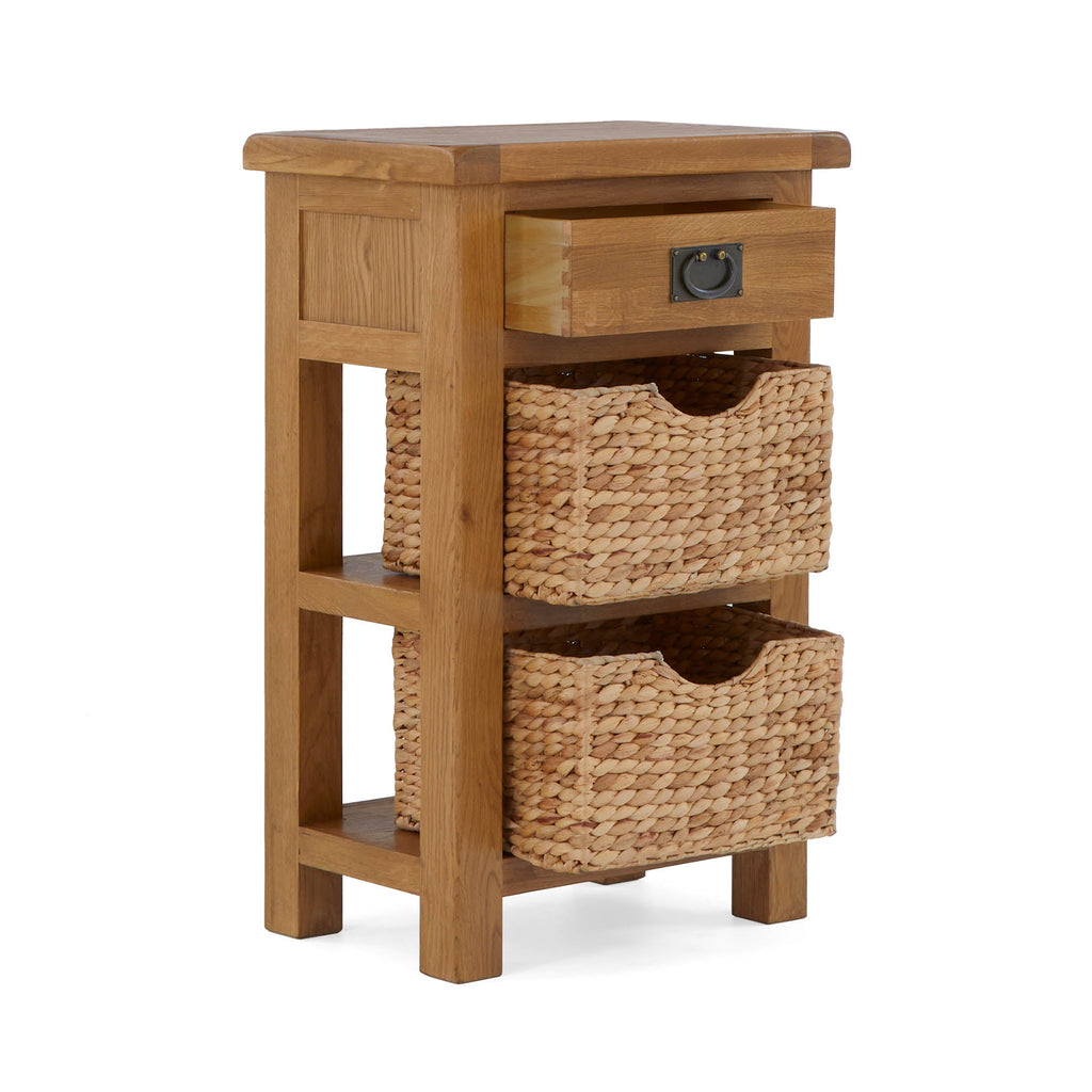 Zelah Oak Telephone Table with Baskets
