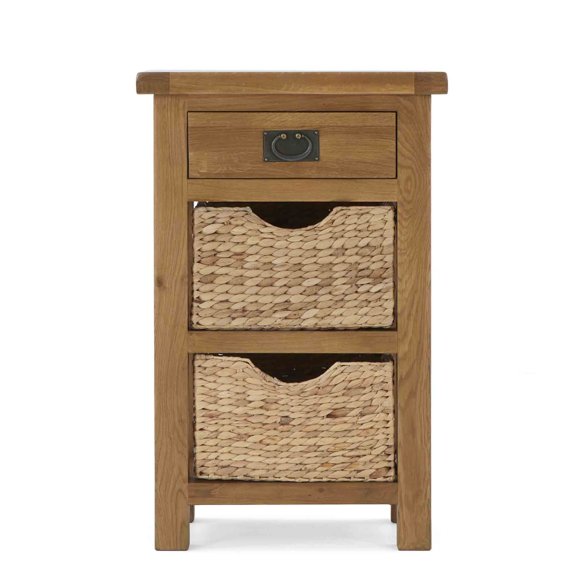 Zelah Oak Telephone Table with Baskets