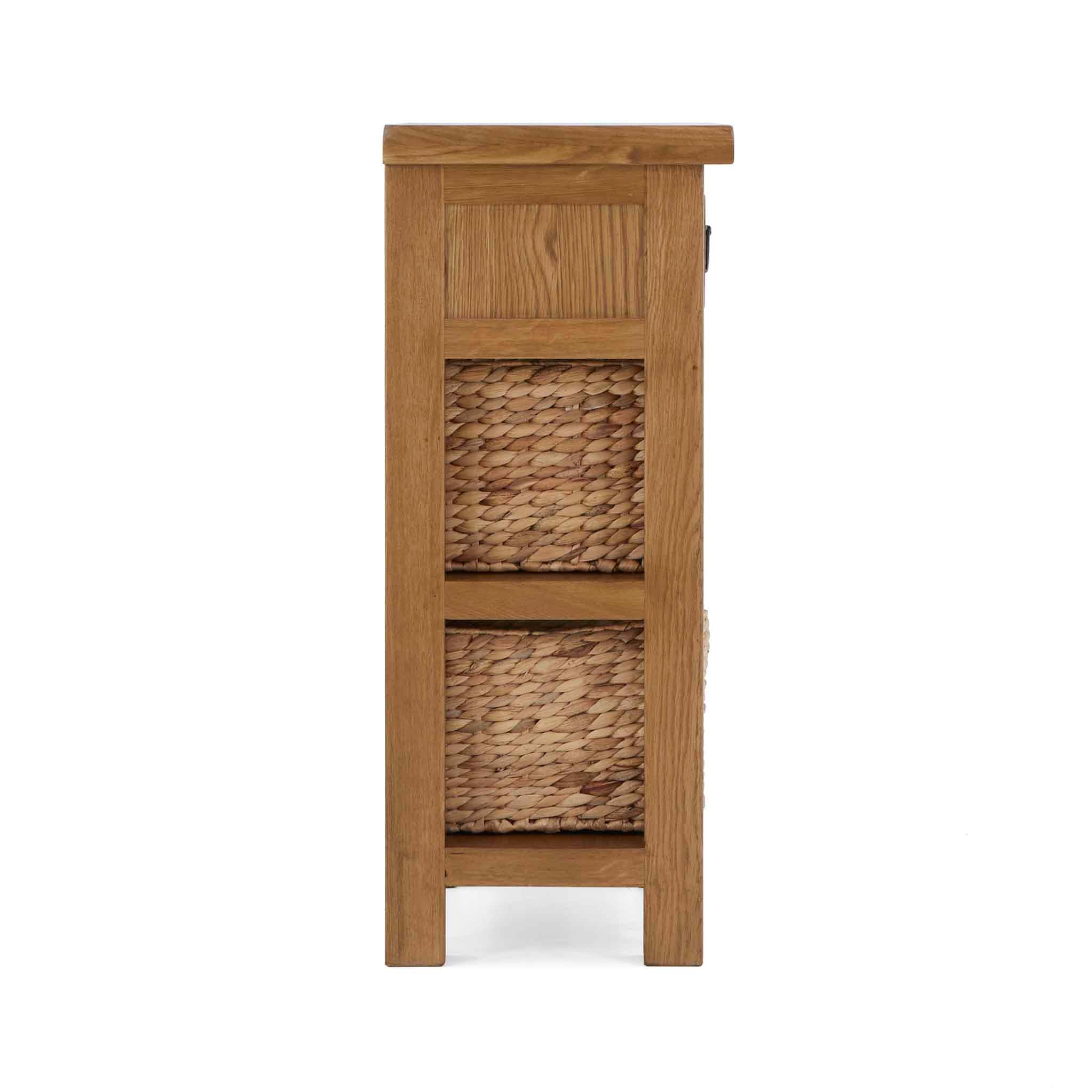 Zelah Oak Telephone Table with Baskets