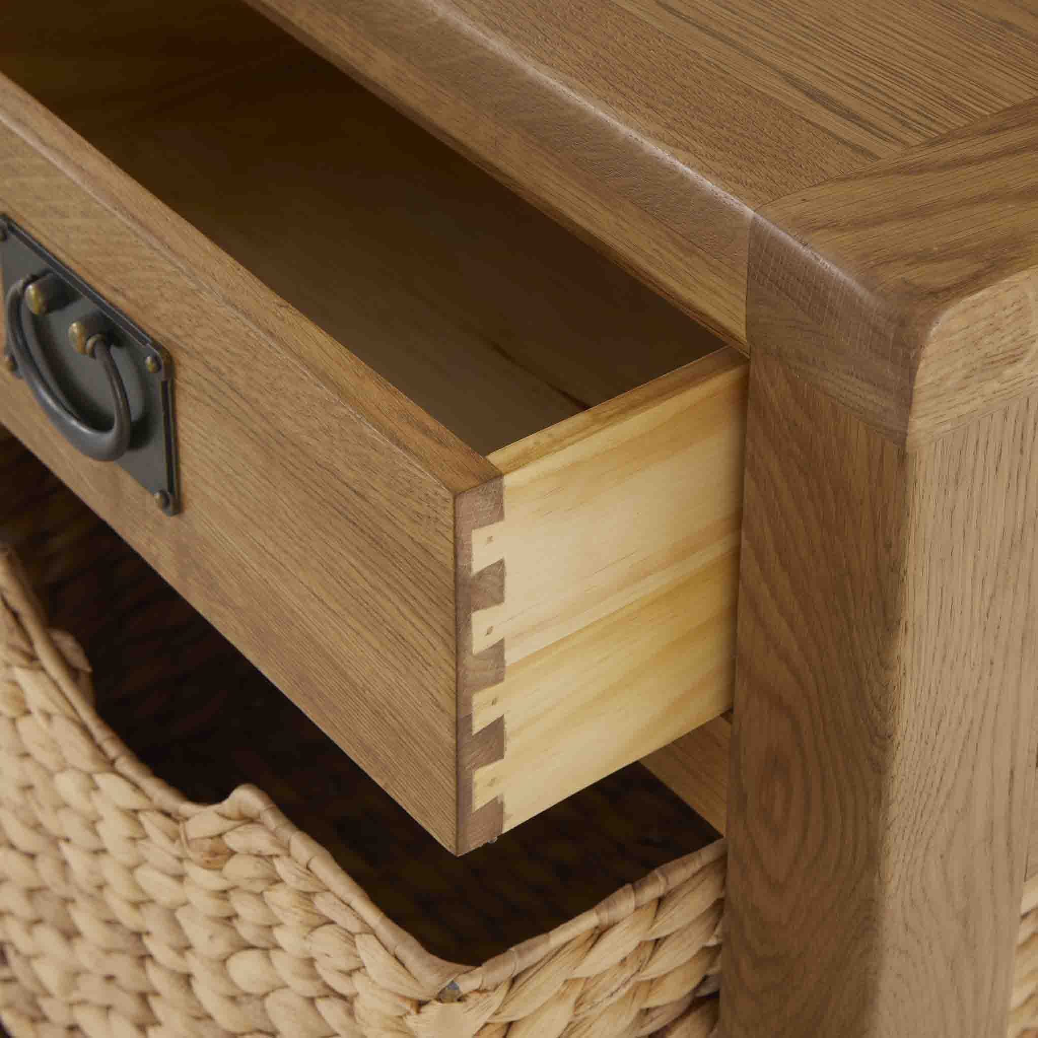 Zelah Oak Telephone Table with Baskets