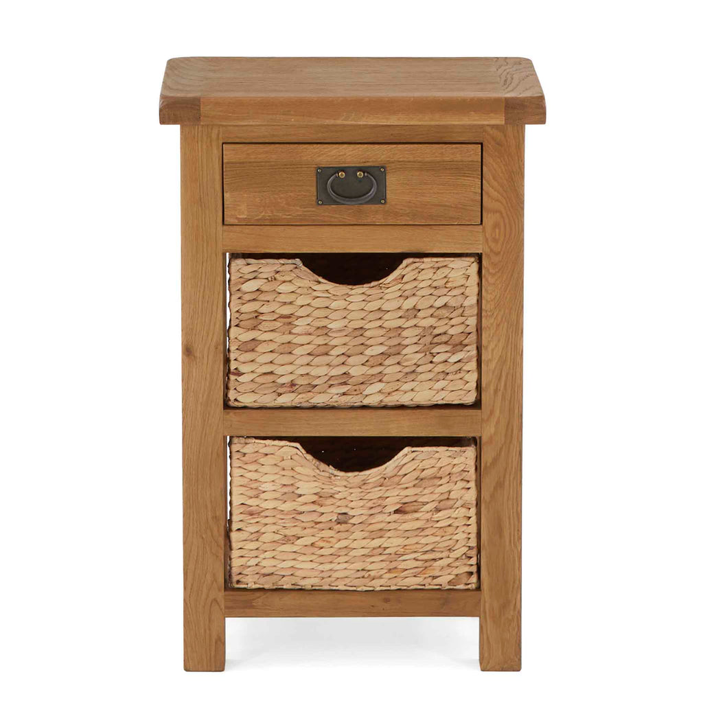 Zelah Oak Telephone Table with Baskets