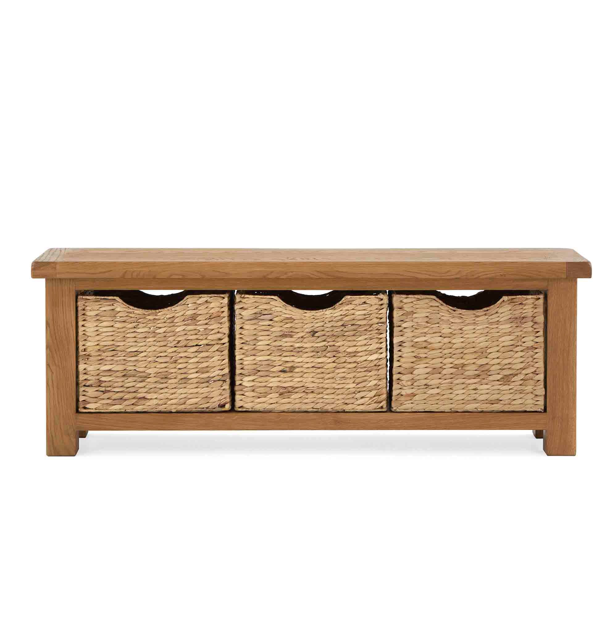 Zelah Oak Bench with Baskets