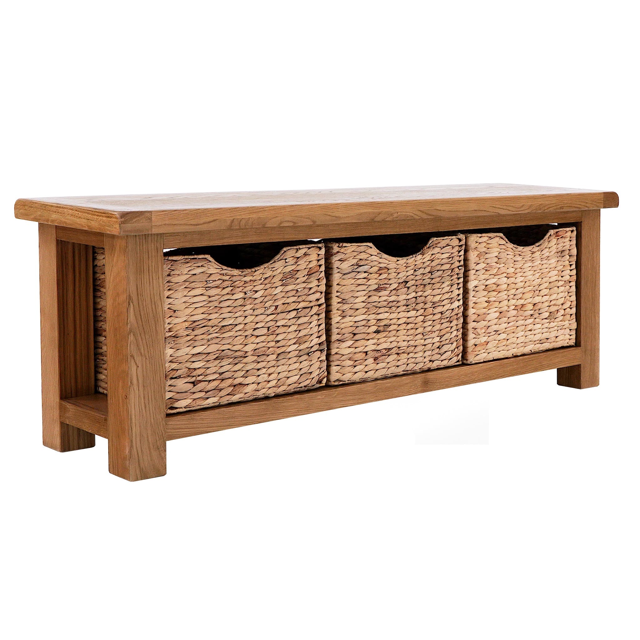Zelah Oak Bench with Baskets