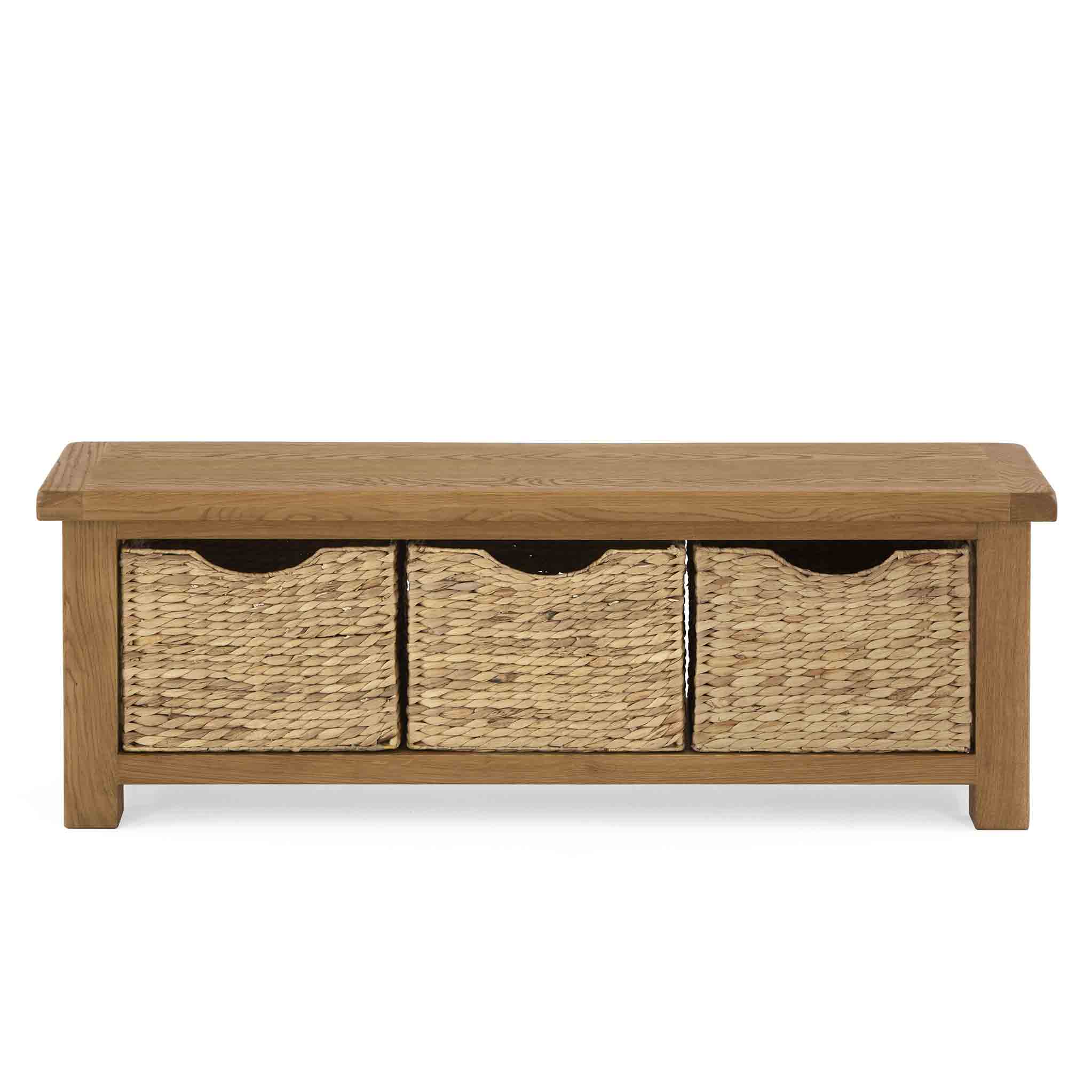 Zelah Oak Bench with Baskets