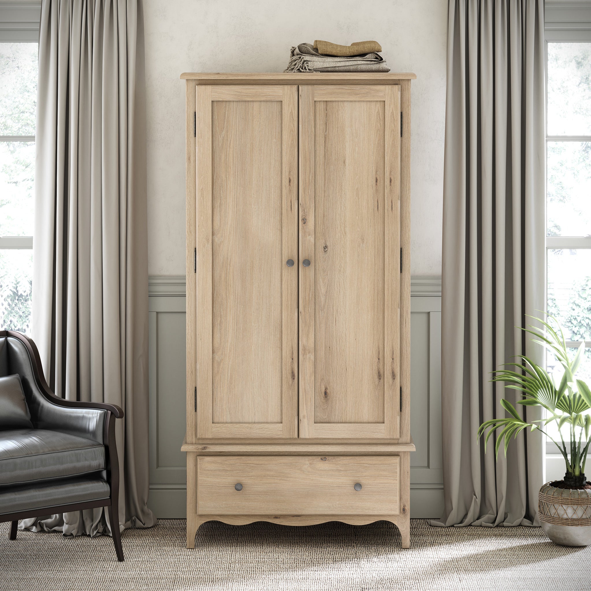 Celine Washed Oak Double Wardrobe