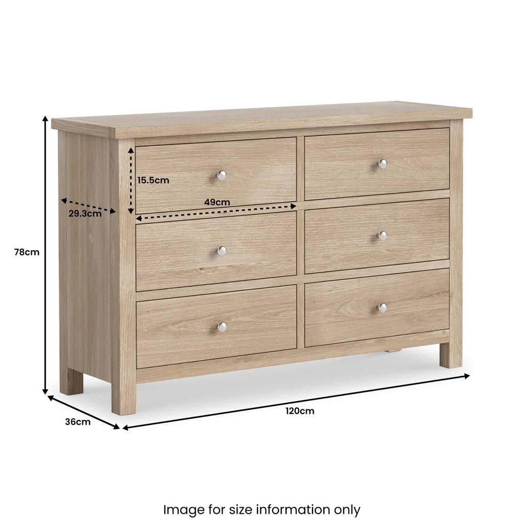 Farro Washed Oak 6 Drawer Chest