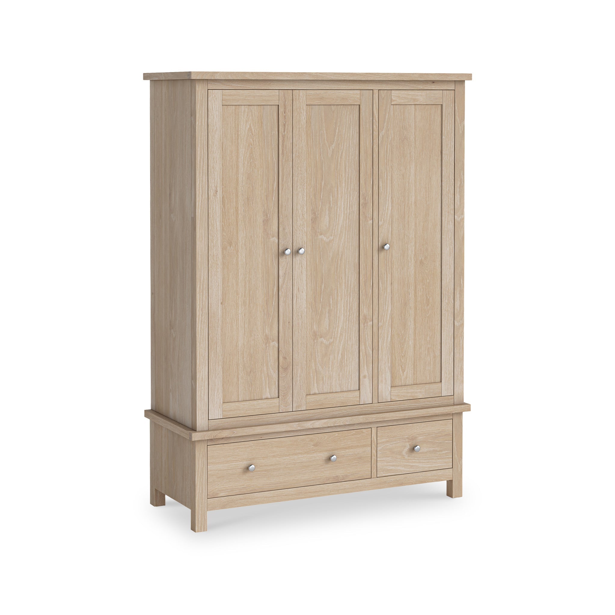 Farro Washed Oak Triple Wardrobe with Drawers