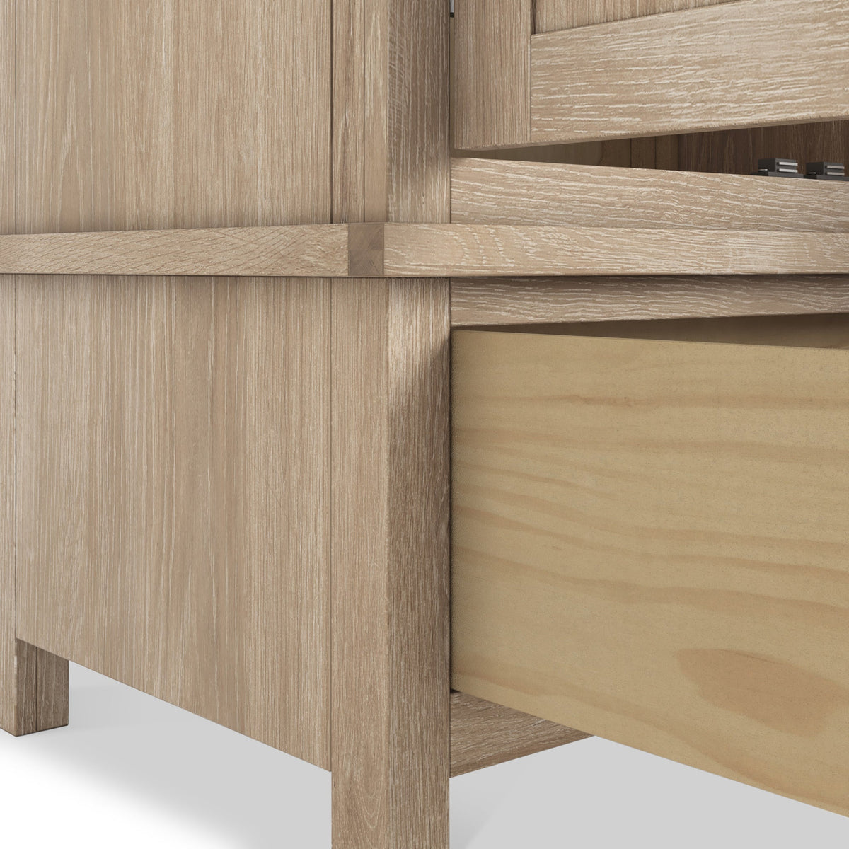 Farro Washed Oak Triple Wardrobe with Drawers