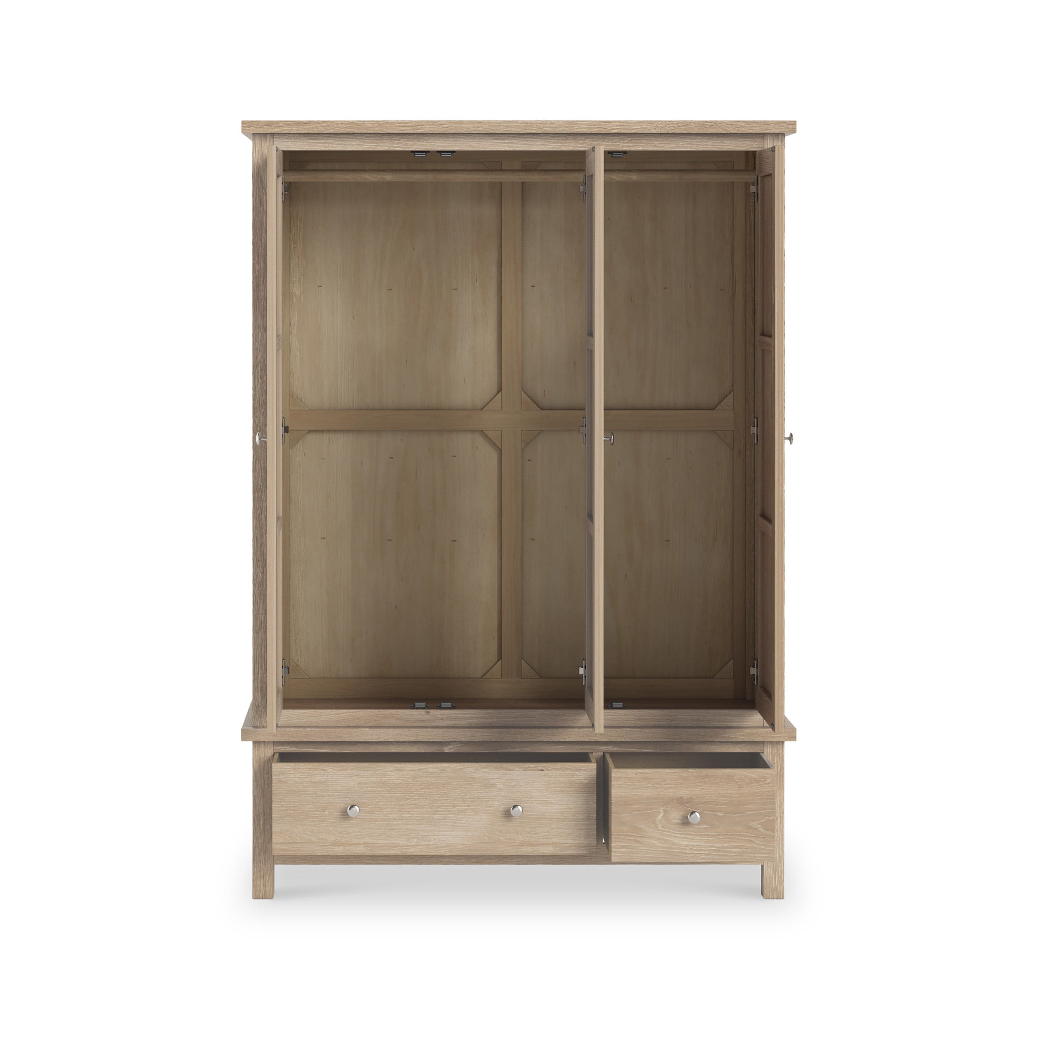 Farro Washed Oak Triple Wardrobe with Drawers