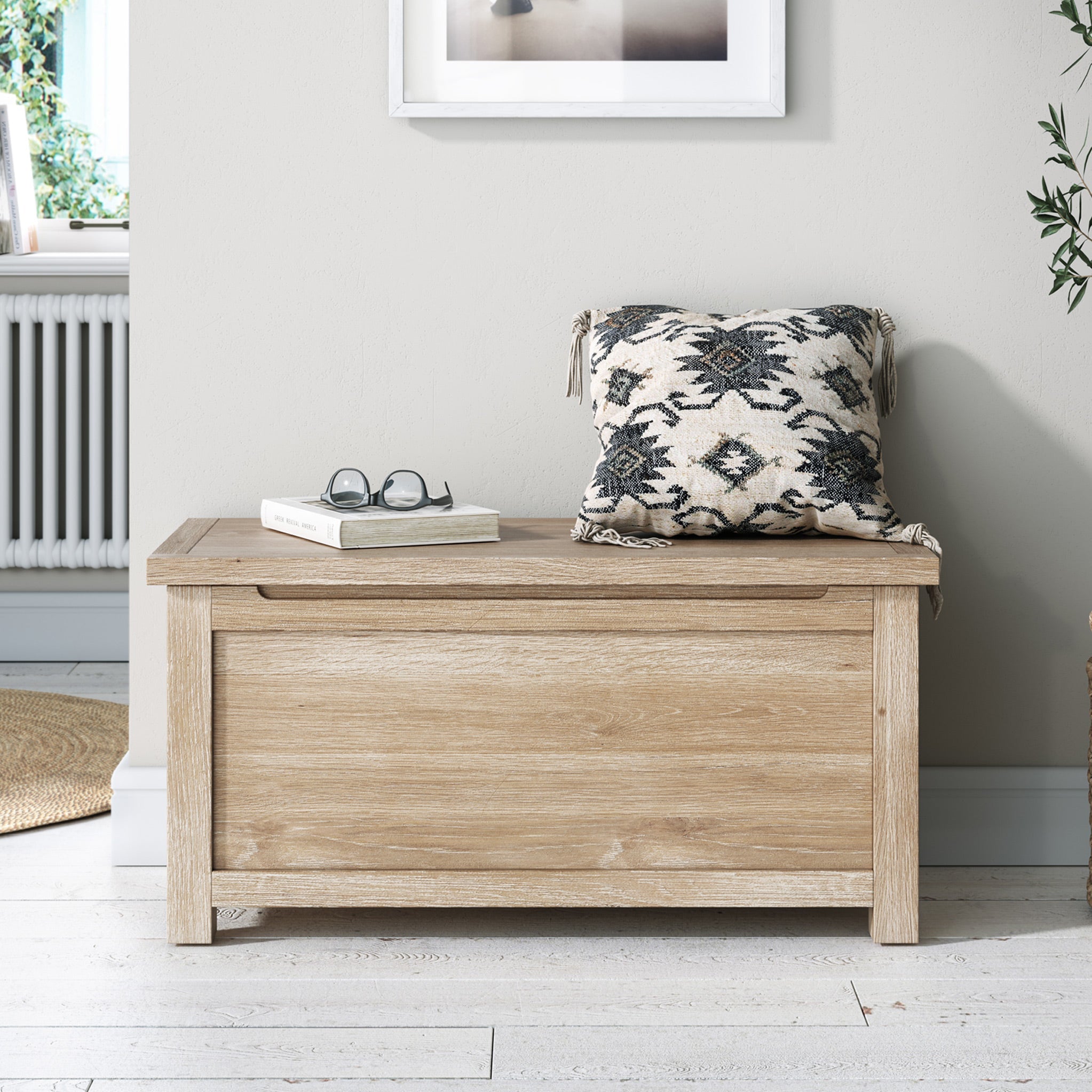 Farro Washed Oak Blanket Box