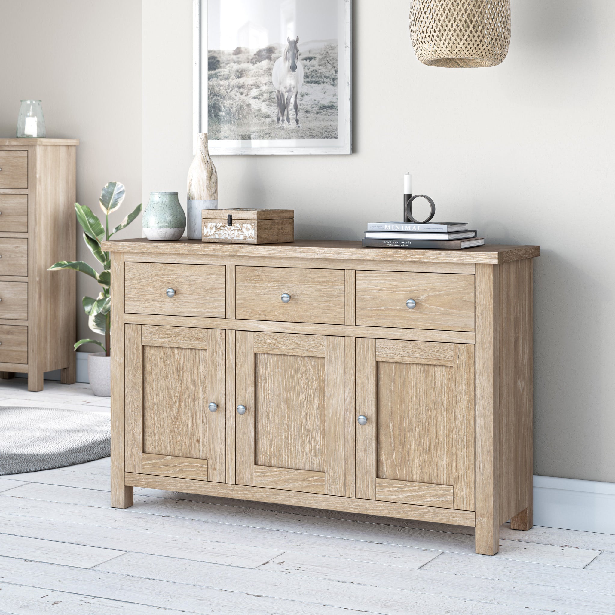 Farro Washed Oak Large Sideboard