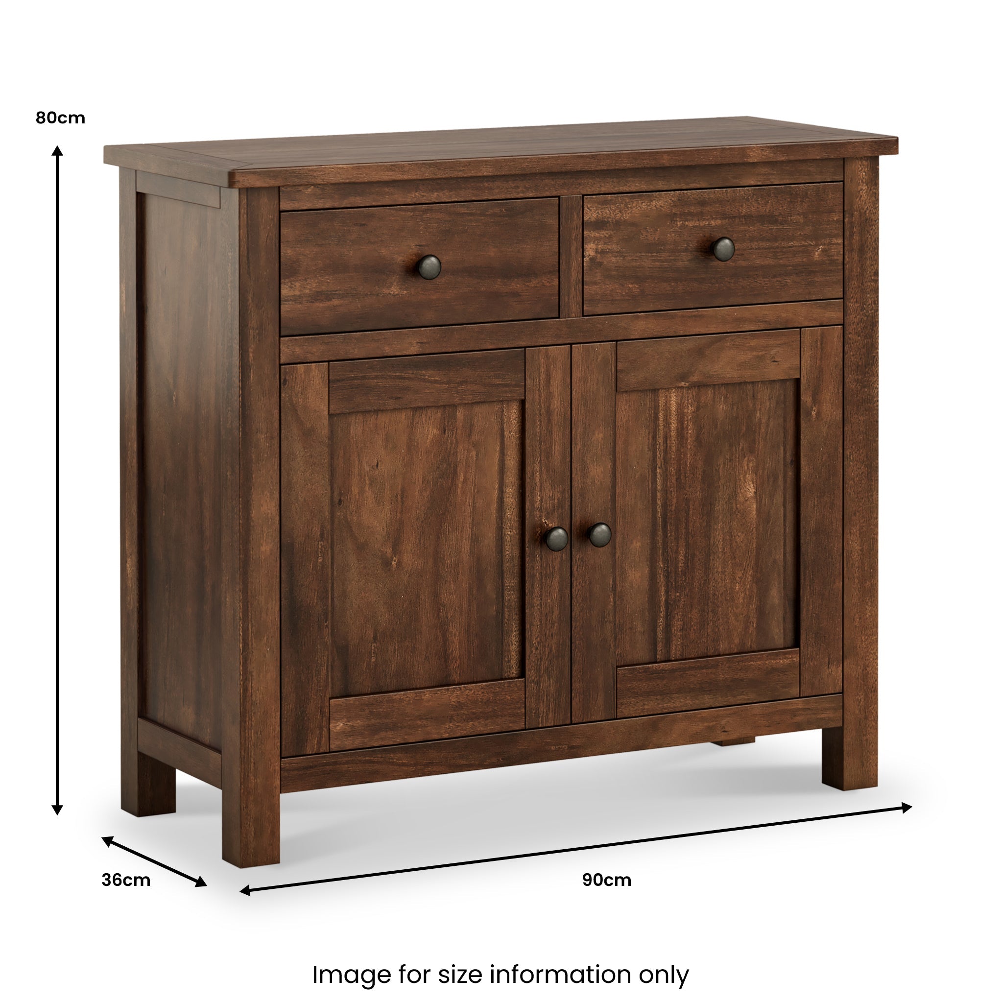 Duchy Acacia 2 Drawer Small Sideboard