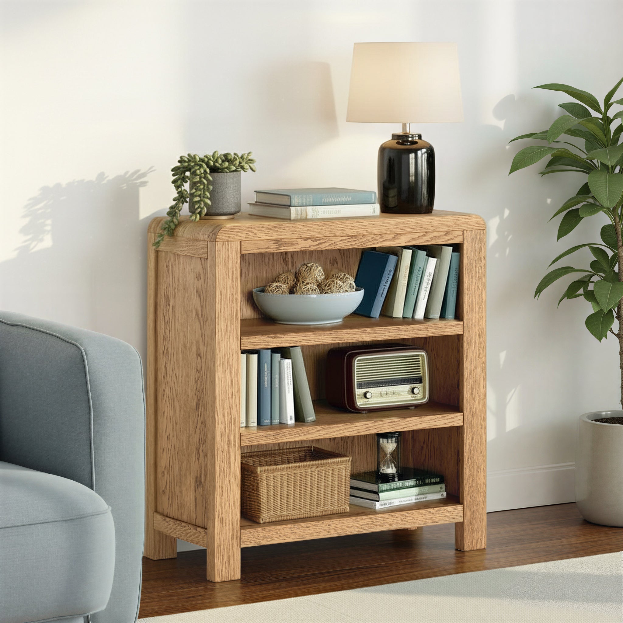 Penryn Oak Low Bookcase