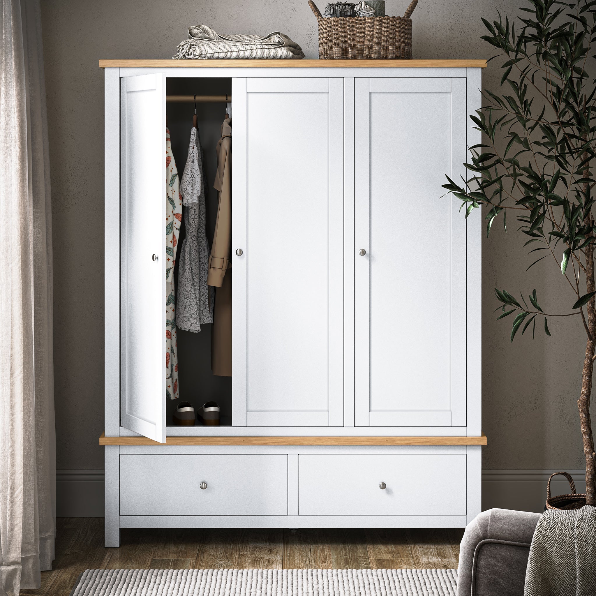 Farro XL Triple Wardrobe with 2 Drawers