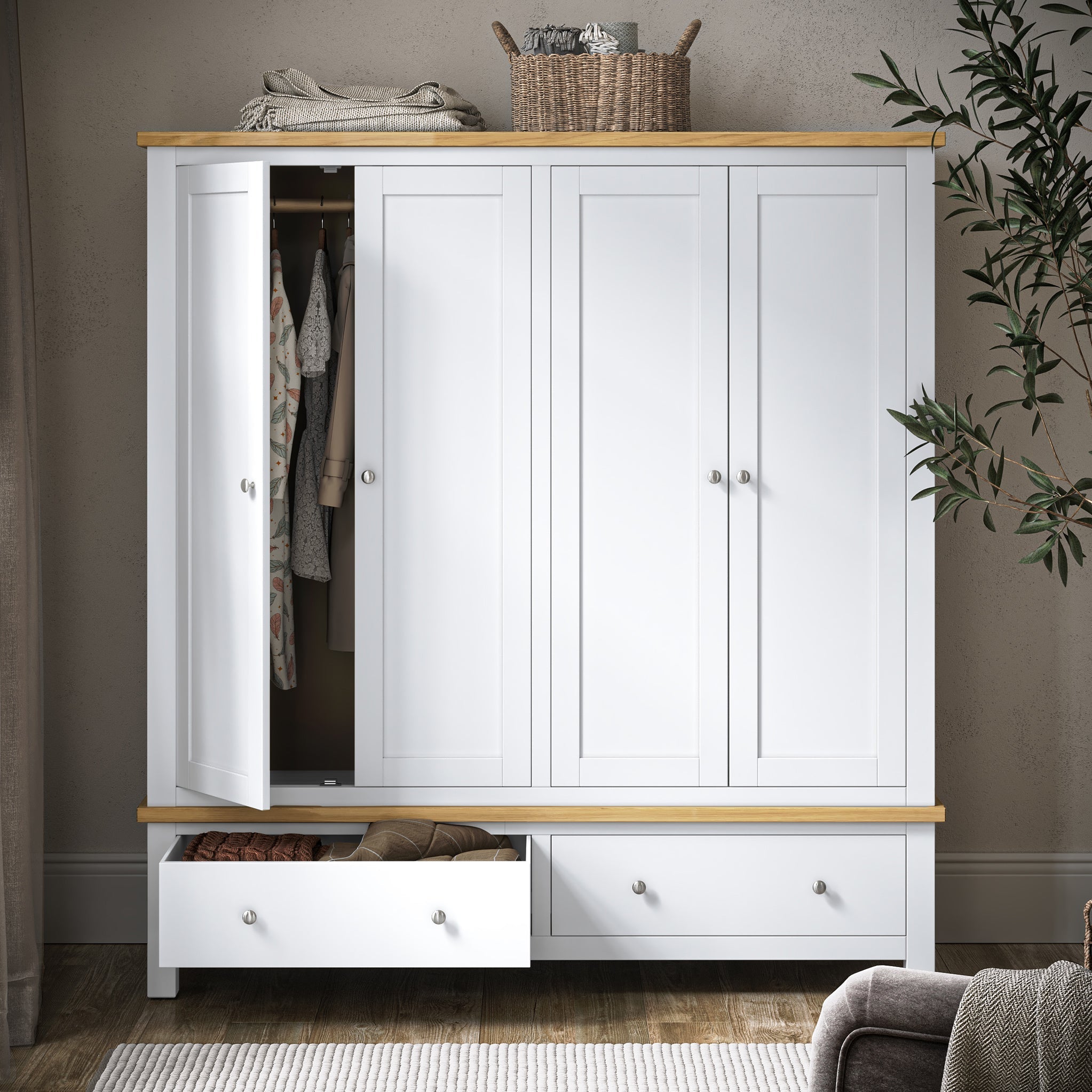 Farro 4 Door Wardrobe with 2 Drawers