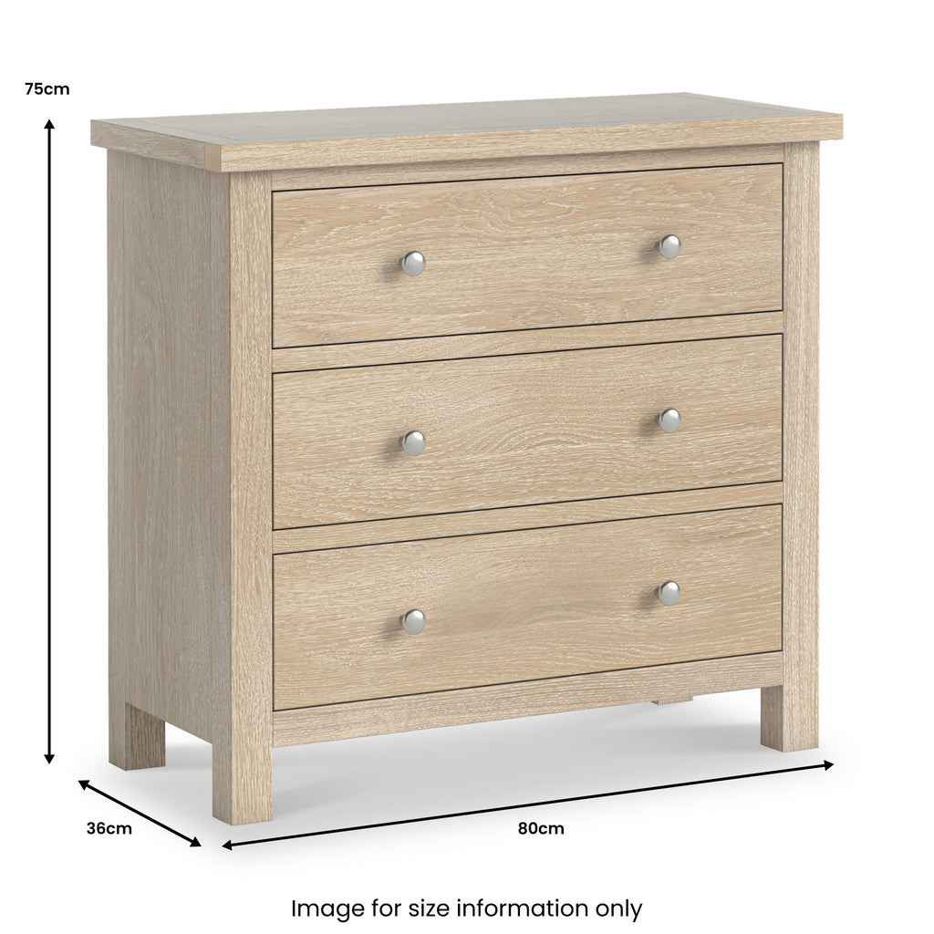 Farro Washed Oak 3 Drawer Chest