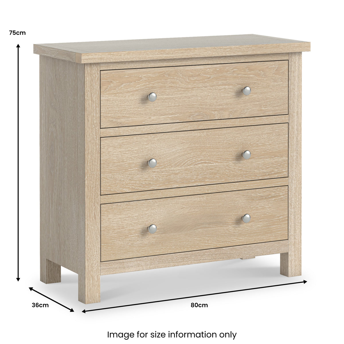 Farro Washed Oak 3 Drawer Chest