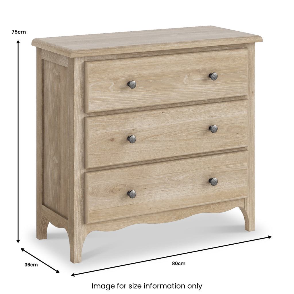 Celine Washed Oak 3 Drawer Chest