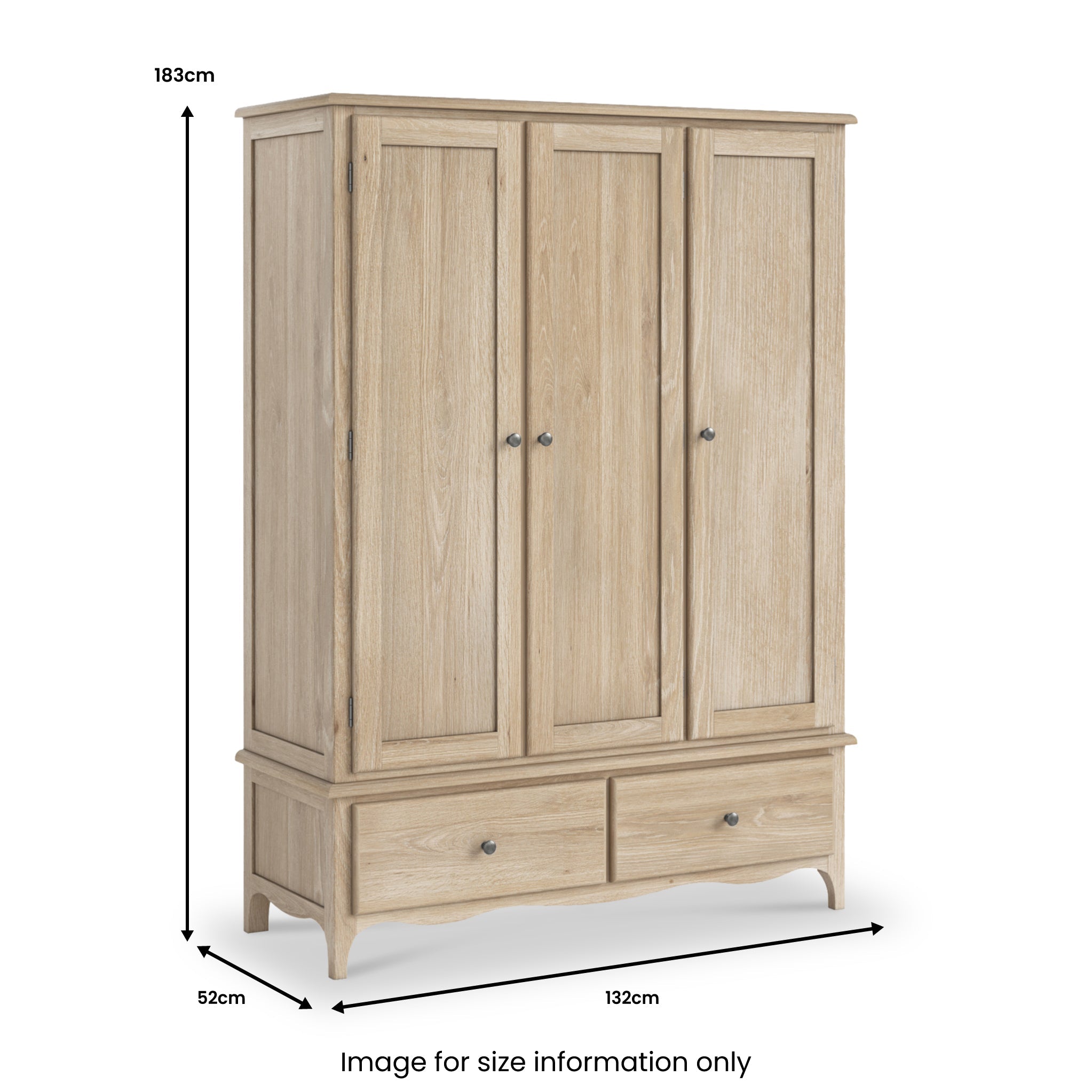 Celine Washed Oak Triple Wardrobe