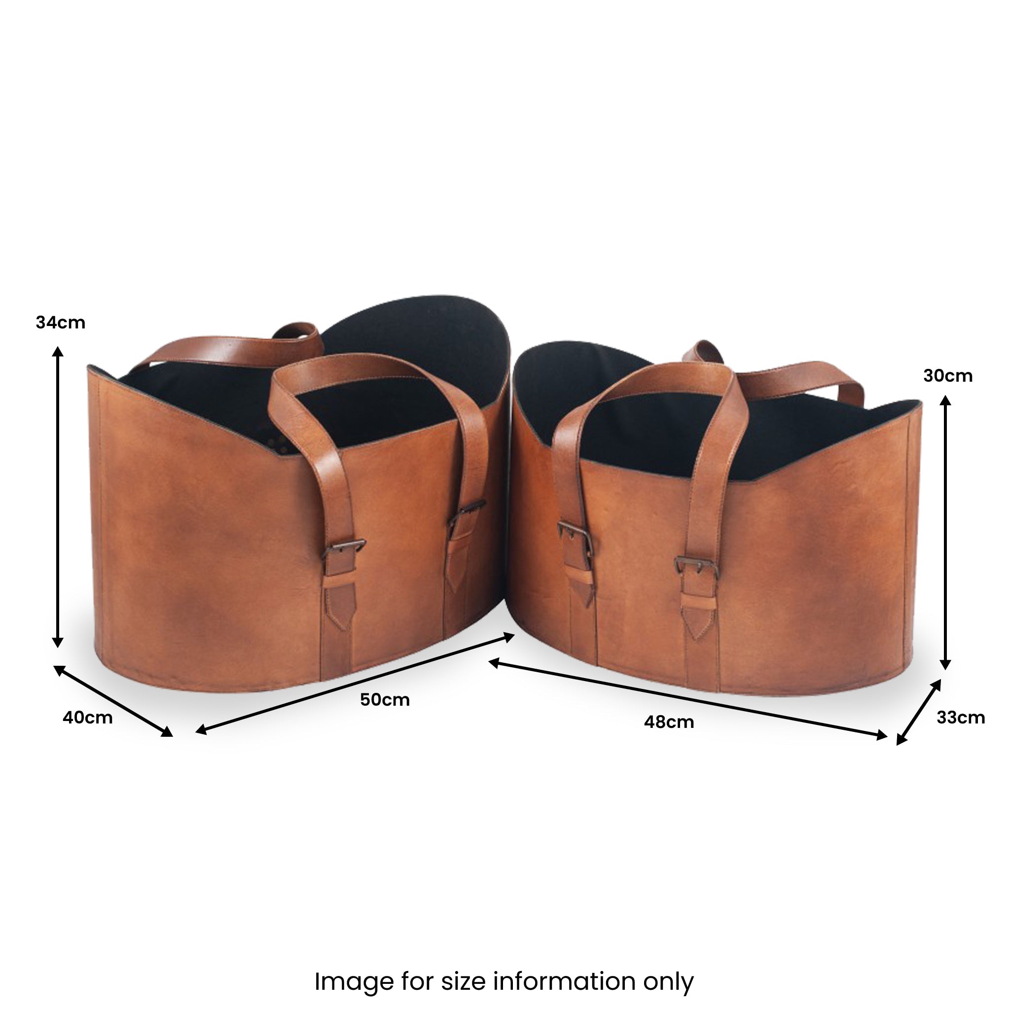 Alessio Vintage Brown Leather Handled Storage Set of 2