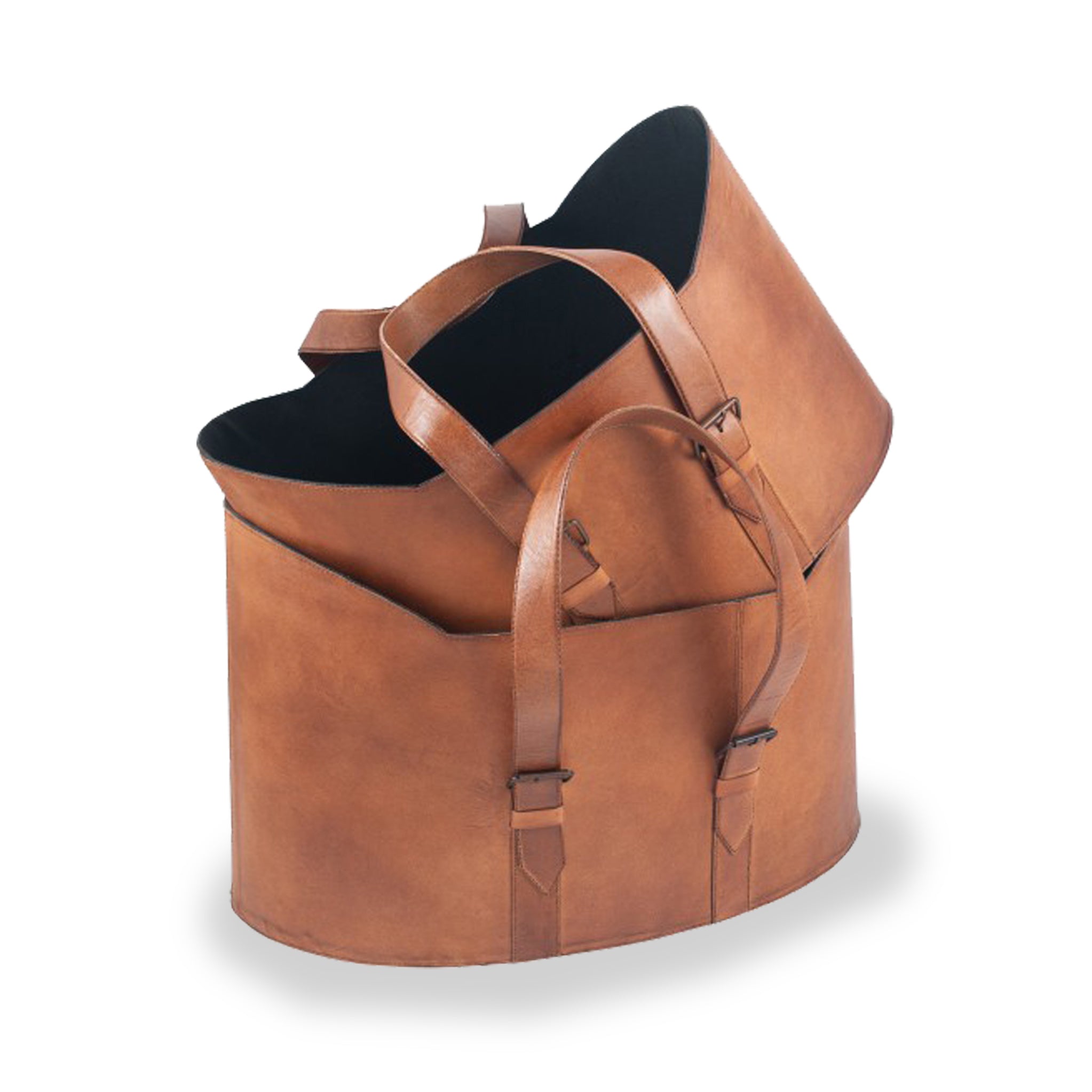 Alessio Vintage Brown Leather Handled Storage Set of 2