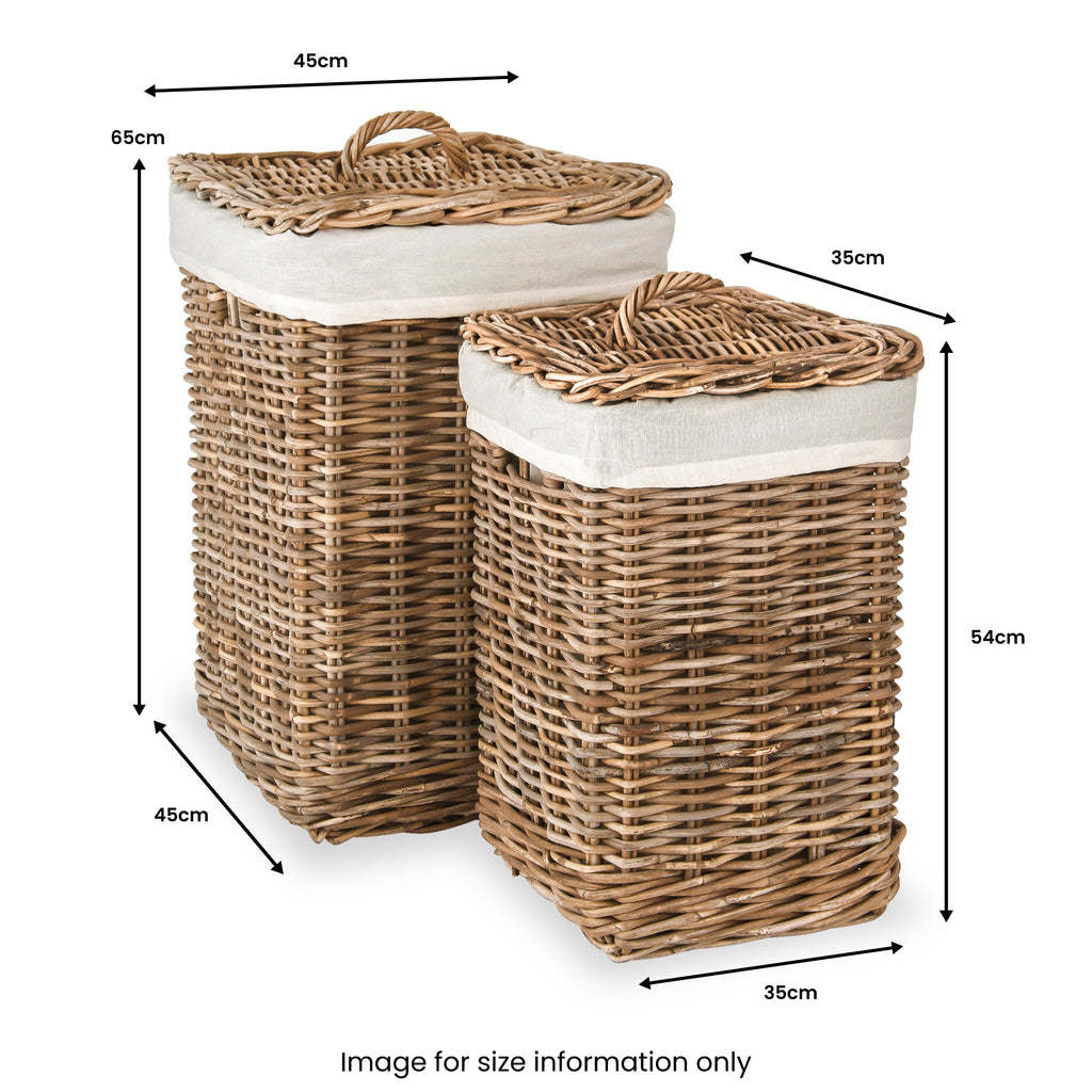 Kubu Square Linen Baskets Set of 2