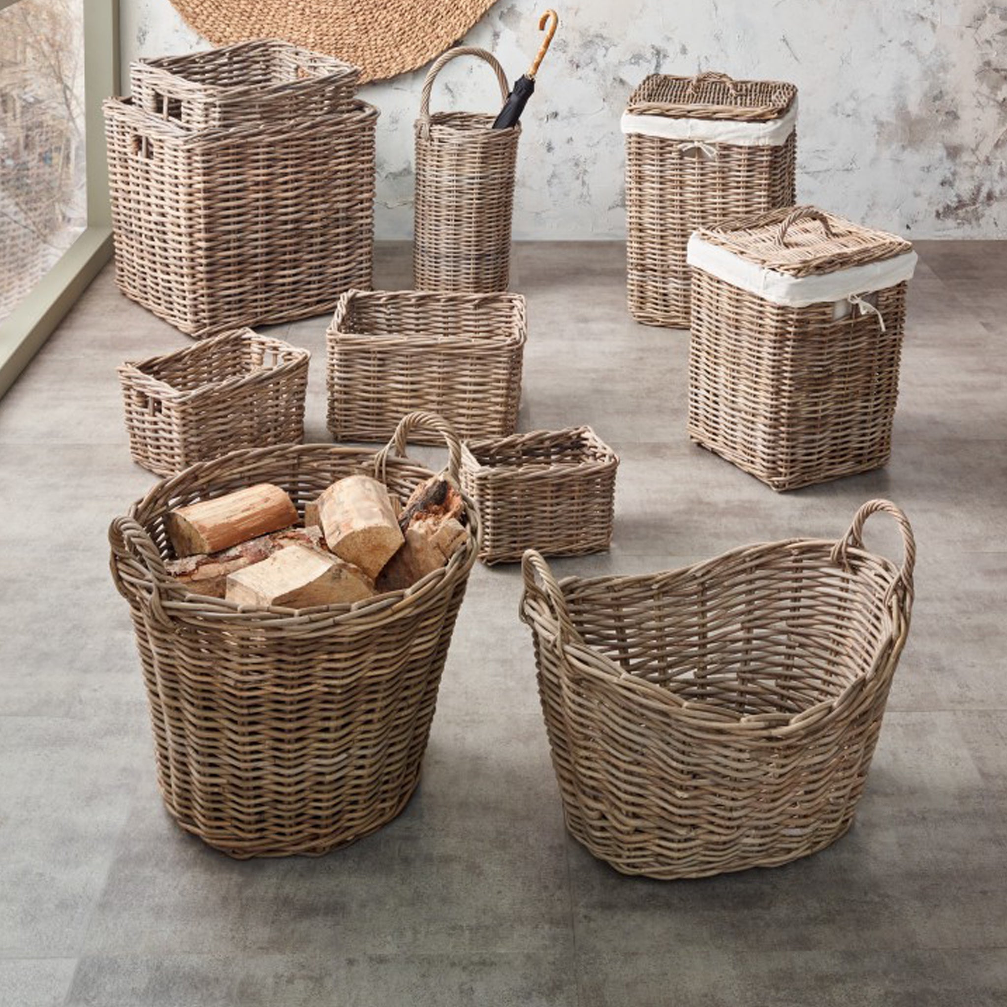 Kubu Square Linen Baskets Set of 2