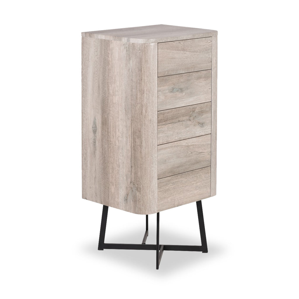Ukiah Oak Effect 5 Drawer Tallboy
