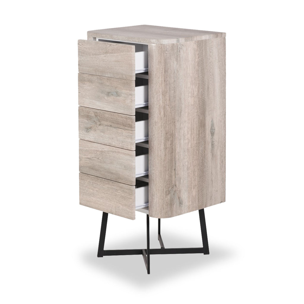 Ukiah Oak Effect 5 Drawer Tallboy
